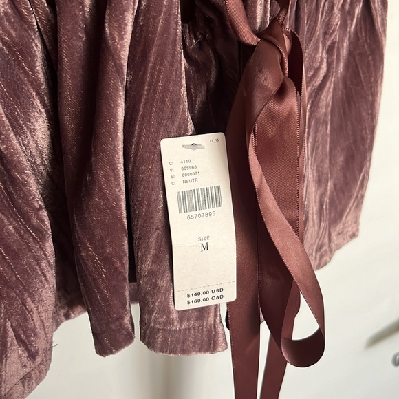 Anthropologie Porridge Peplum Lace-Up Velvet Blouse - Picture 7 of 7